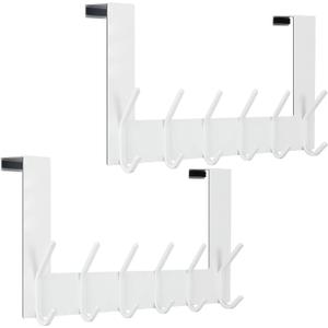 WEBI Over The Door Hook White,Over The Door Towel Rack,Door Hanger,Door Coat Towel Hanger,Door Coat Rack for Hanging Clothes,Jacket,Back of Bathroom,2 Packs