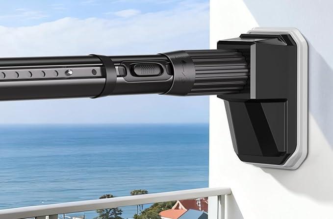 FADOTY Tension Curtain Rod No Drilling, 41-179 Inch Heavy Duty Shower Rod | One-click Adjustable, 35 lb Support, Rustproof, Non-slip, Easy Installation for Patio Bathroom Windows Room Divider, Black