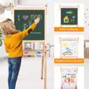 YOHOOLYO Kids Easel Wooden Children Art Easel Paper Roll,Double Sided Magnetic Whiteboard Chalkboard Dry Eraser Adjustable Height for Boys Girls Gifts