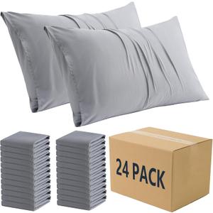 ZPECC Pillow Cases Bulk 24 Pack - King Pillowcases with Envelope Closure, Soft Brushed Microfiber Pillow Cover for Hotel Airb&bs Hospital Bedding Essential, Gray