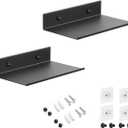 Z metnal Small Floating Shelves, Mini Display Metal Shelf for Collection, Decor Lack Wall Shelf, Utility Shelves,Aluminum, Wall Mounted, Matt Black, 8 inch, 2 Pack