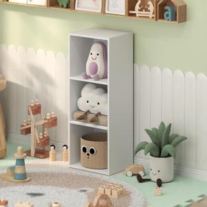 Furinno LUDER 3-Cube Book Shelf, Kids Bookshelf, Toy Storage, White