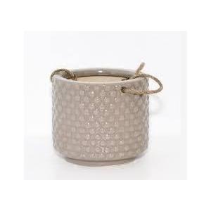 Global Outdoors Ceramic Hanging Basket Planter - Grey
