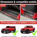 Door Sill Guards Kit Fit for 2018-2025 Jeep Wrangler JL Unlimited, Door Sill Protector for 2020-2025 Jeep Gladiator, Entry Guard Protector for 2024 Wrangler JLU&Gladiator JT 4 Door Accessories