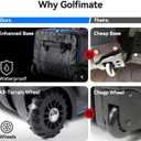 Golf Travel Bags for Airlines with Carbon Fiber Hard Top, Protective Club Traveling Cover with Wheel, Golf Club Carrier Case for Airplanes, Thick Padding, Durable Zippers and 2 Sided Spacious Pockets, Gray Carbon Fiber with Blue Piping