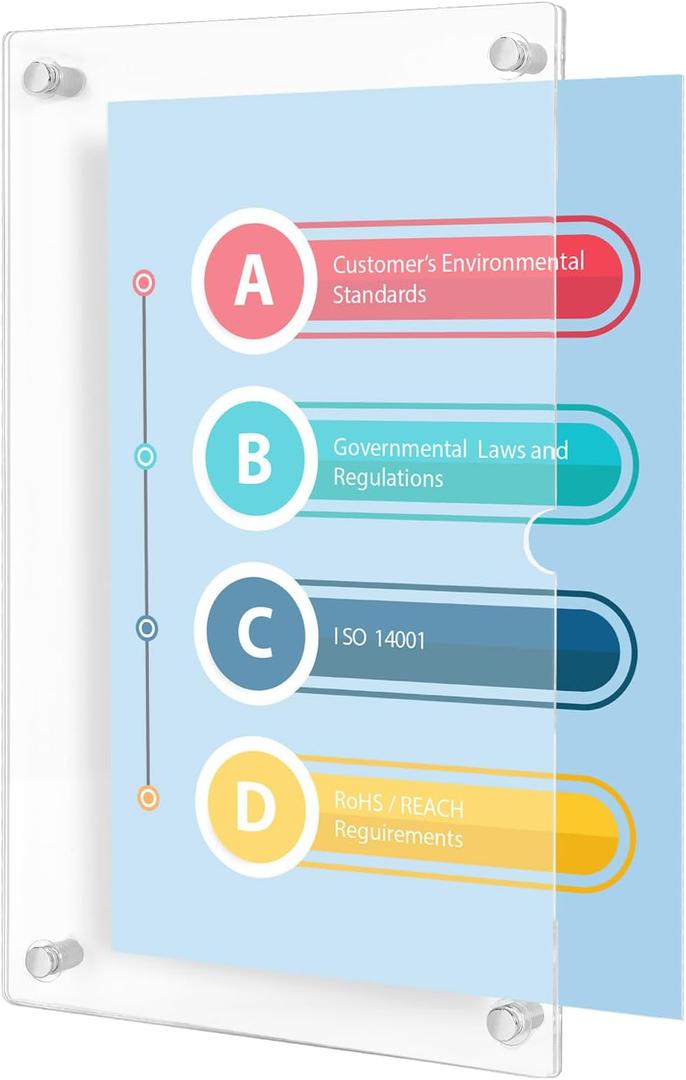 Okydoky Acrylic Dry Erase Board for Wall, Hanging Clear Acrylic Dry Erase Board, Double Layered Acrylic WhiteBoard, 13.6" x 8.3" A4 Size, Hang Papers for Home, Office, School