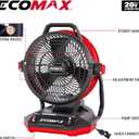 ECOMAX 12" AC/DC Bucket Top Misting Fan, Cordless with 2x20V Batteries & 2A Charger, 2-Speed Airflow & 2-Speed Mist Cooling Fan for Outdoor, Patio, Camping, Fits for 5-Gallon Bucket & Garden Hose