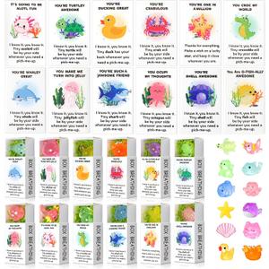 Cinnvoice 60 Sets Emotional Support Gifts Employee Appreciation Gifts Mini Resin Animals Breathing Box Party Favor Bulk Affirmation Positive Thank You Present for Office Coworker Staff(Sea Animals)
