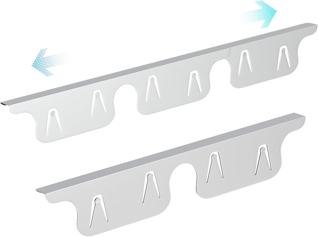 Stainless Steel Stove Gap Covers 25.5~51 Inch Retractable, Range Trim Kit Between Stove Top and Counter Heat Resistant & Easy to Clean Oven Gap Filler by BOGDA Silver (2 Packs)