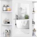 Shintenchi Bathroom Wall Cabinet with Mirror, Mounted Medicine Cabinets with 4 Internal and 6 Open Shelves, Mirrored Door Over The Toilet Storage, Solid White