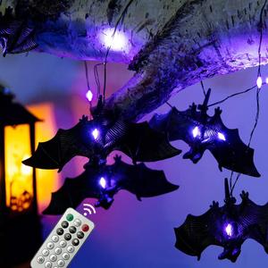 BOHON Halloween Lights String 30 LEDs Bat Fairy Lights with Remote 12 Lighting Modes Battery Operated String Lights for Outdoor Indoor Party Patio Halloween Decoration (Black)