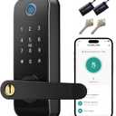Keyless Entry Fingerprint Smart Door Lock with Handle,Digital Electronic Lock with Touchscreen Keypad,Electric Door Knob for Exterior Interior Entry/Bedroom Front Doors,Built-in WiFi
