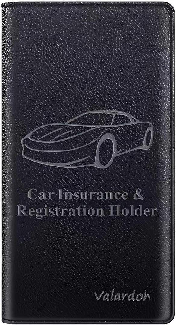 Premium Car Registration and Insurance Card Holder, Car Document Holder for Cards, Driver License & other Essential Documents (Black)