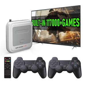Super Console X Pro Retro Game Console with 117000+ Games,TV & Game System in 1 Video Game Console, 4K TV HD/AV Output,Compatible with 63+ Emulators,with 2 Wireless Game Controllers