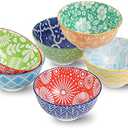 Dessert Bowls Set of 6 - Small Ceramic Bowls for Ice Cream, Snack, Rice - Colorful Cute Style - Microwave and Dishwasher Safe - 4.75 Inch - 10 oz