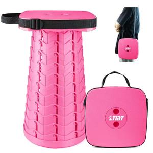 Upgraded Folding Stool - 485lbs Load Capacity,Telescopic Stool,Portable Collapsible Seat for Camping,Fishing,Hiking,Travel (Square-Pink)