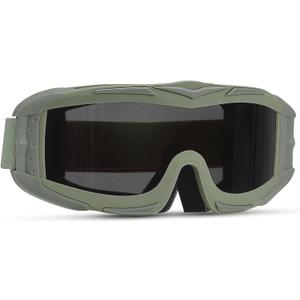 KEMIMOTO Airsoft Goggles, Tactical Safety Goggles with 3 Interchangeable Lenses, Anti-Fog, Adjustable Headband, Carry Bag, Green