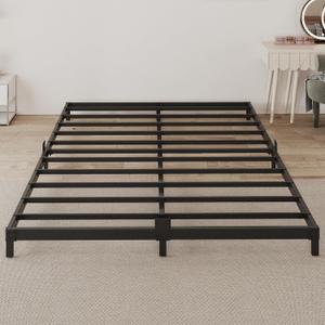 King Size Bed Frame, 3 Inch Low Profie Metal Platform Bed Frame with Mattress Stopper, Heavy Duty Steel Slat Support, No Box Spring Needed, Noise Free, Easy Assembly