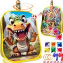 RaboSky 4-in-1 Dinosaur Bean Bag Toss Game for Kids Ages 3-5 4-8, Big Birthday Party Gifts & Fun Outdoor Activities for Boys, Toddlers with 6 Fruit Beanbags, 6 Rings, 6 Sticky Balls & 2 Axes