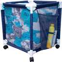 Essentially Yours Rolling Pool Storage Small Organizer Bin, (18" W x 18" L x 20" H), Blue / White Style 417244