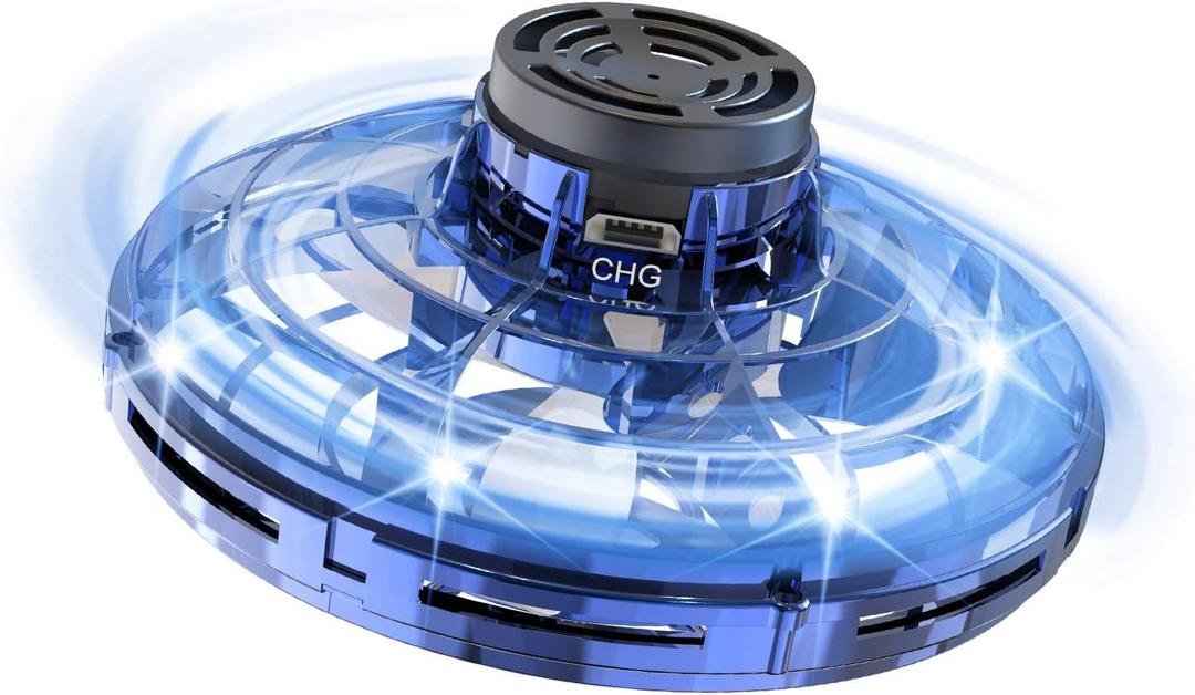 FLYNOVA Cool Kids Light Up Toys,Hand Operated UFO Drones,Mini Flying Orb with Lights,Hover Boomerang Spinner,Xmas Birthday Gifts for Adult Teen,Indoor Outdoor Summer Party Toys with Family Friends (Blue)