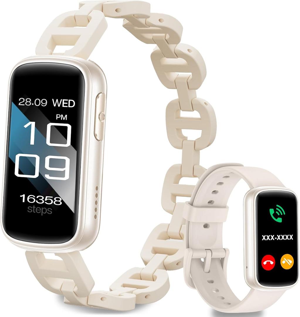 Smart Watches for Women,Fitness Trakcer with Bluetooth Call, Heart Rate/Sleep Monitor/Calories/Blood Pressure,130+ Sports Modes 1.47'' Smartwatch for Android iPhone,IP68 Waterproof,2Bands,Starlight