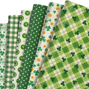 NinkyNonk 12 Sheets Retro Shamrock Gifts Wrapping Paper, 20 x 27in Watercolor Clover Plaids Coins Patterns Gift Wrap Paper for St. Patrick's Day Irish Party Supplies