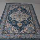 WILLSUN Washable Area Rugs, 2x3 Non-Slip Boho Small Area Rugs for Entryway, Kitchen, Bathroom, Machine Washable Vintage Rug, Indoor Floral Print Carpet for Home Decor, Kid & Pet Friendly Mat (Blue)