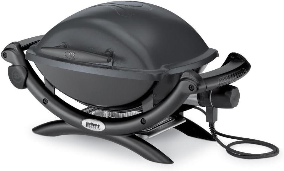 Weber Q1400 Electric Grill, Gray Portable 1560Watt Outdoor Electric BBQ with PorcelainEnameled CastIron Grates Compact Balcony & Patio Grill with Infinite Control Settings