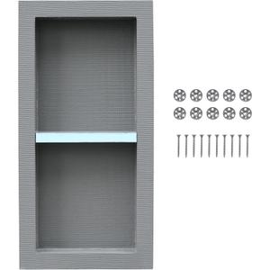 Shower Niche Insert Tile Ready 12x28, Embedded size 13x29, Adjustable Height Shelf, Mortar Surface Give Stronger Bonding Strength to Tiles, Waterproof Coating Provides Double Protection Against Water