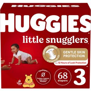 Baby Diapers Size 3 (16-28 lbs), 68ct, Huggies Little Snugglers