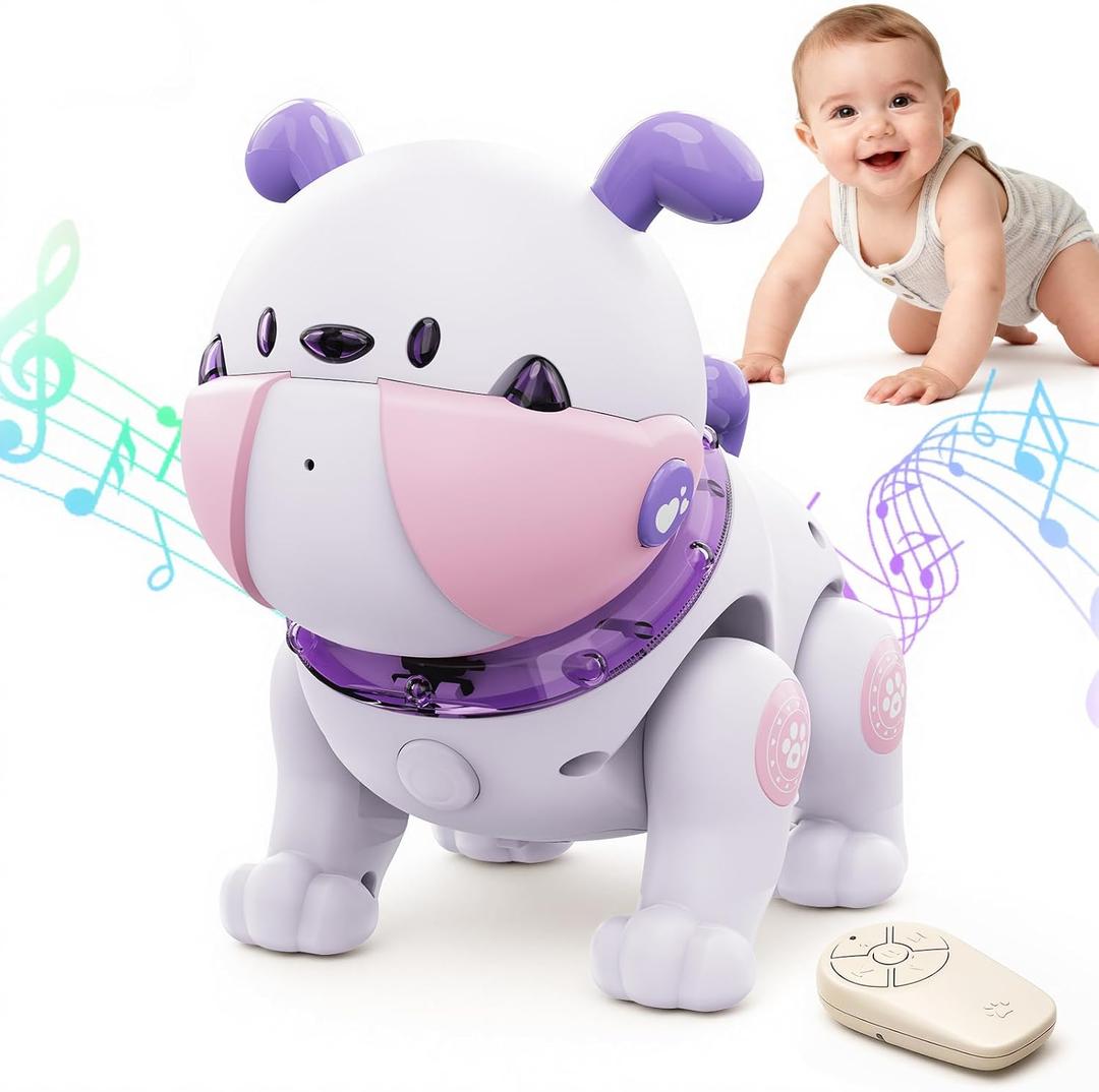 Baby Toys for 6-12 Months: Musical Crawling Dog Toy with Dancing, Recording & Lights, First Birthday Gift for Boys & Girls, Tummy Time Sensory Toy for Toddlers 1-3