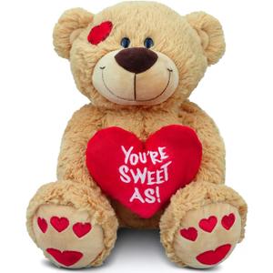 14 Inch I Love You Teddy Bear, Plush Valentines Stuffed Animal with Red Heart Pillow, Sweet Valentines Gift for Her Him Kids Mom Anniversary Birthday