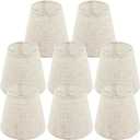 Set of 8 Chandelier Lamp Shades 5 Inch, Mini Barrel Lampshades Clip On for Table Lamp Wall Lamp Replacement, Natural Linen Mini Lamp Shade, 3.5x5x5.5in (Top Height Bottom)