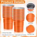 100 Pcs Aluminum Cups Bulk Orange 16 oz Metal Recyclable Aluminum Drinking Cups Disposable and Reusable Cold Drinks Coffee Beers Cup for Outdoor Events Family Festival Party