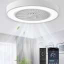 LEDIARY 20 Inch Low Profile Ceiling Fan With Light, Led Bladeless Ceiling Fans, Remote Control Enclosed Flush Mount Ceiling Fan With Timming, 3000-6000K, 6 Wind Speed, 3000LM, 57W-White