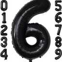 Number Balloons Black Party Balloon - Giant Number 6 Balloon, 40 Inch Large Balloon for Birthday Decorations, Black Party Supplies for Men Women