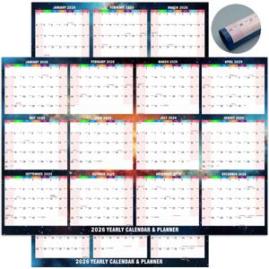 2026 Wall Calendar - 24" x 34" Dry Erase Calendar 12 Month Annual Full Yearly Wall Planner 2-Sided Horizontal/Vertical, Reversible (Starry Sky)
