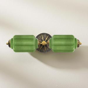 Vintage Bathroom Vanity Light, Antique Brass & Green, 2-Light | Milk Glass Sconce, Wall Sconce Lighting, For Bathroom Mirror, Hallway, Living Room, Bedroom, 7.5"H, 23.25"W