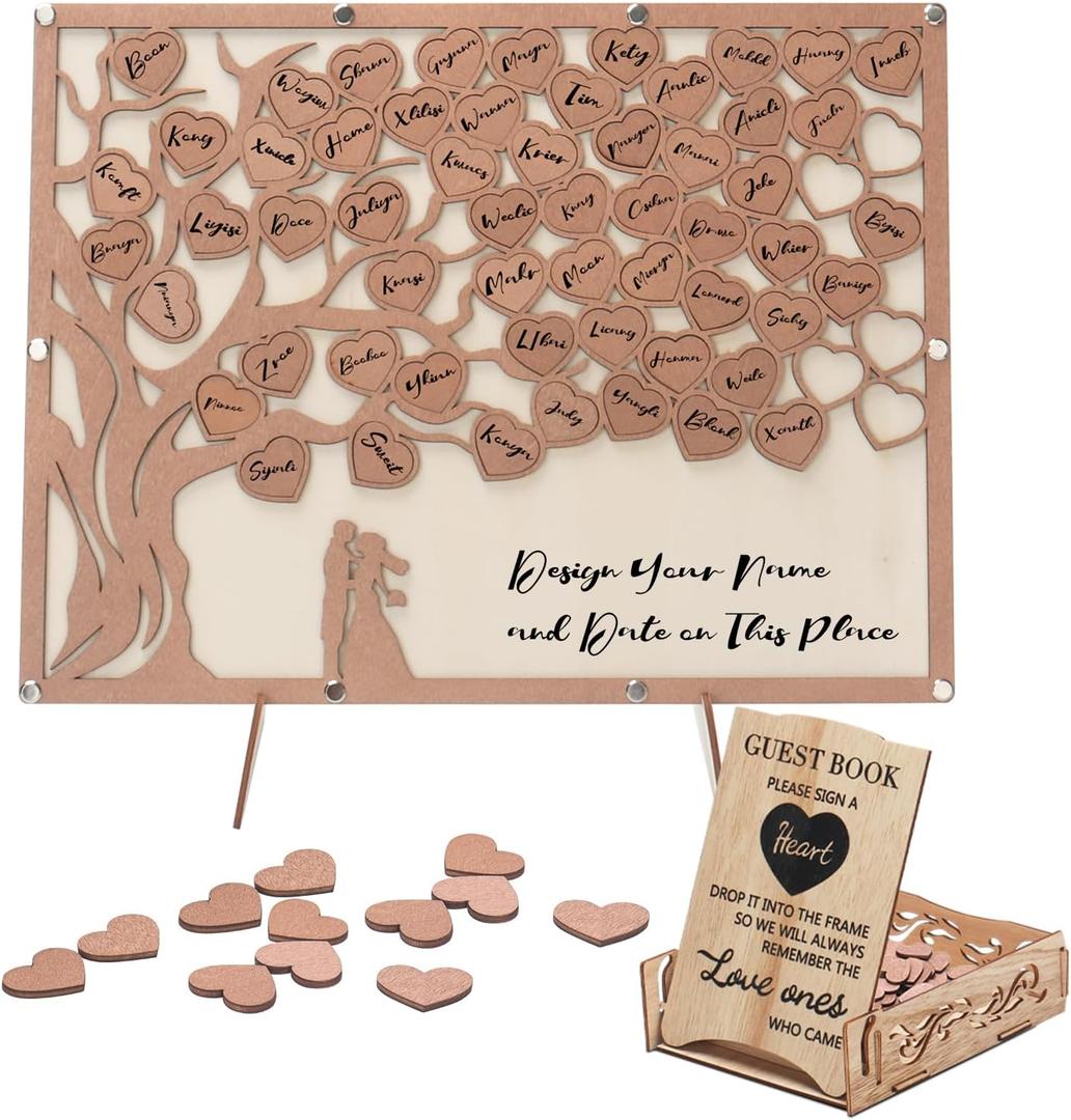 Wedding Guest Book Alternative, Guest Book Wedding Reception with Wooden Hearts Guest Book Signs for Wedding Anniversary Birthday Party Baby Shower Wedding Guest Book Alternative, Guest Book Wedding Reception with Wooden Hearts Guest Book Signs for Wedding Anniversary Birthday Party Baby Shower