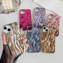 Caseative for iPhone 13 Case, Silver | Pleated Water Ripple Chrome Wave Pattern Soft