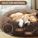 JOLLYVOGUE Calming Small Dog & Cat Bed for Indoor Cats - 20 inches Washable Donut Bed for Kittens & Puppies, Anti-Anxiety Round Fluffy Plush Pet Beds (Fits up to 15 lbs, Coffee)