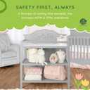 Sweetpea Baby Jasmine Changing Table in Platinum – Solid New Zealand Pinewood, Safety Rails & Strap, Spacious Fixed Storage Shelves, Water-Resistant 1" Changing Pad