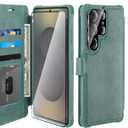 VANAVAGY Wallet Case for Galaxy S25 Ultra with RFID Blocking Card Holder, Folio Flip Leather Magnetic Phone Cover with Wrist Strap for Wireless Charging Case for S25ultra 6.9inch, Forest Green