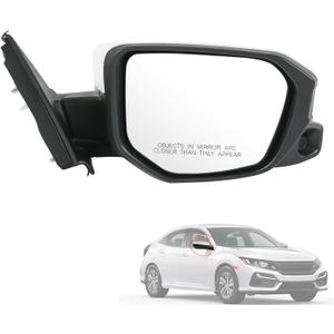 Door Mirror Right Passenger Side Replacement For Honda Civic 2016-2021, Replace HO1321284 White 11Pins