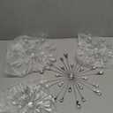 Hicarer 4 Pcs Starburst Wall Decor Bling Wall Art Crystal Teardrop 3D Hanging Rhinestone Radial Metal Artwork Modern Accent Sculptures Decorations for Living Room Home Office Bedroom(Silver)