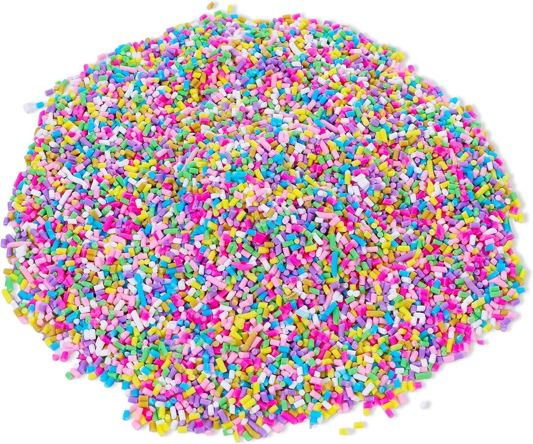 Jeffdad 100g Fake Sprinkles Plastic Sprinkles Fake Candy Sprinkles Clay Sprinkles Polymer Sprinkles for Nail Art DIY Crafts Slime Mixed in Shaker Card (Mixed Color)