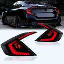 Sequential Dynamic LED Tail Lights for Honda Civic Sedan 2016-2021 10th - 1 Pair Smoked Assembly with Startup Animation | Direct Upgrade (Not Fit Hatchback, Sedan Only) (Racer)