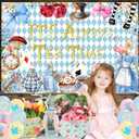 Wonderland Decorations Include Backdrop Ballons,Alice Party Photo Background 5 x 3 FT and Tea Balloon