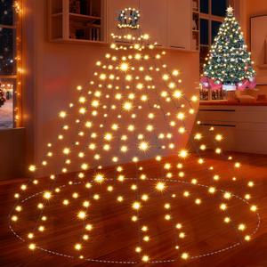 DEPMEM Christmas Tree Lights 400LED 10 Lines Christmas Lights for Tree 8 Lightting Modes for 6ft-10ft Christmas Tree, UL Certified Waterproof Indoor Outdoor Christmas Decorations(WarmWhite)